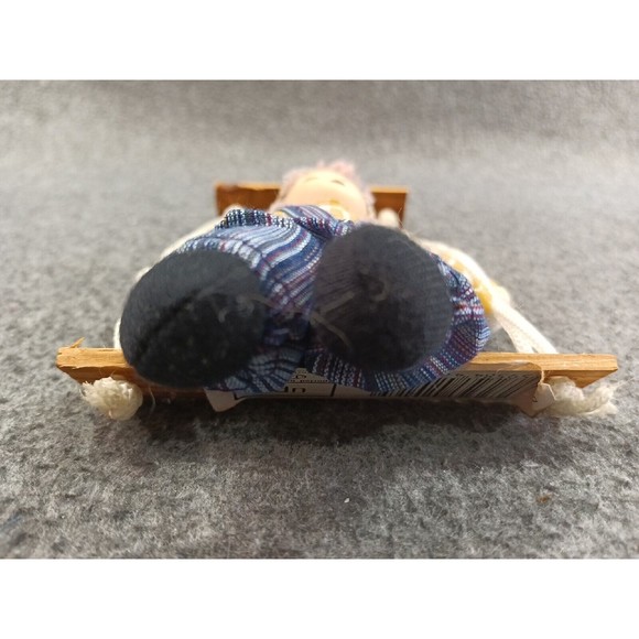 Vintage Porcelain Dolls Marionette Boy & Girl On A Wooden Swing Clown Doll - Picture 10 of 14